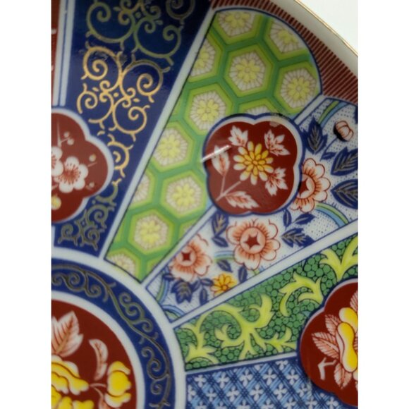 Japanese Imari Ware Decorative Plate Floral Geometric Design Collectors Item 6 1 - Picture 4 of 17